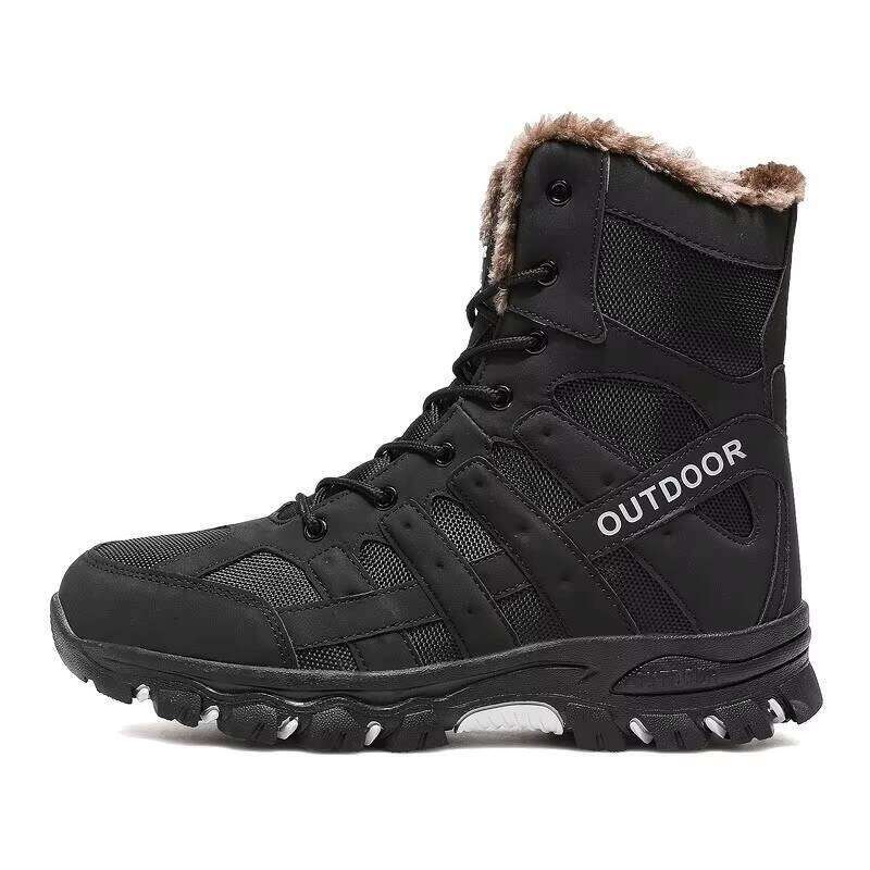 Factory Direct Sales Plus Cotton High-top Men's Hiking Shoes Winter Warm Outdoor Snow Boots