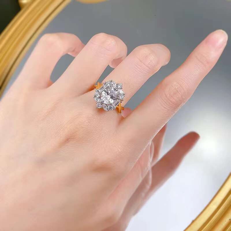 Wholesale High Quality 7*9mm 2ct Oval Cut D Color Moissanite 18K Plated Jewelry 925 Sterling Silver Women Wedding Rings
