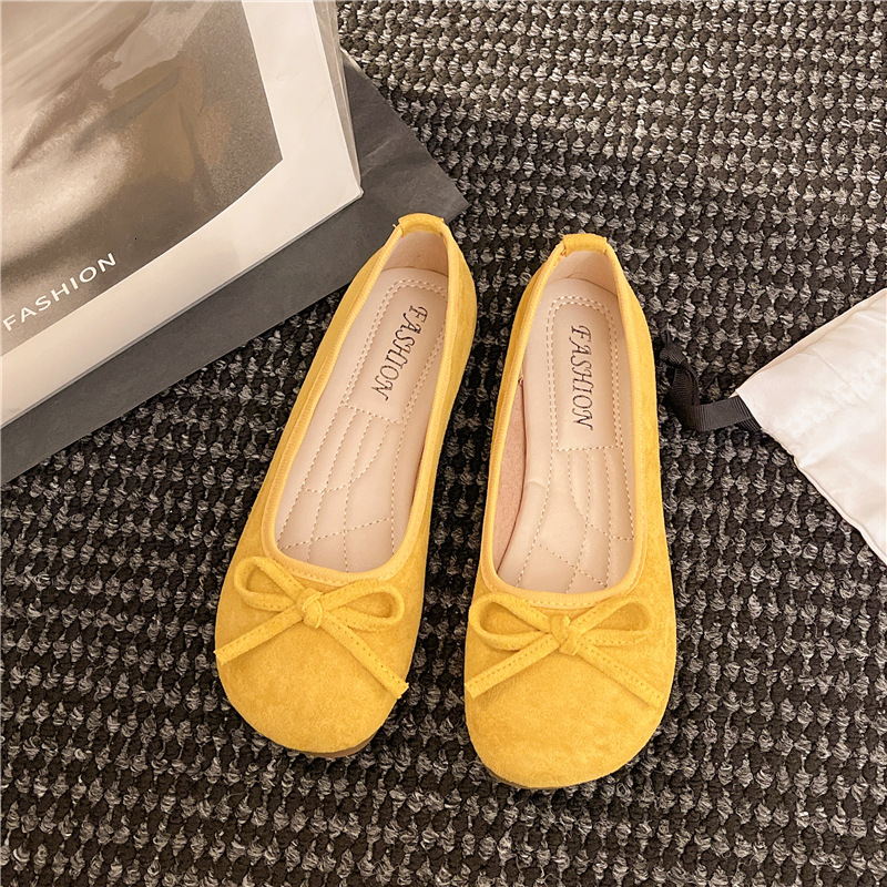 Ddmysports French Style Bowknot Round Toe Ballet Fairy Flat Gentle Evening To Match Dress Shallow Mouth Single Shoes Outdoor Shoes