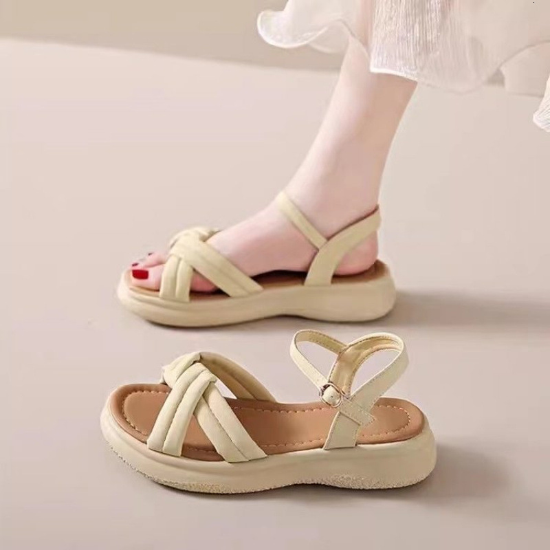 Women's genuine leather sandals for outdoor wear, summer fairy style shoes, designer sandals, casual soft soled fashionable women's sandals