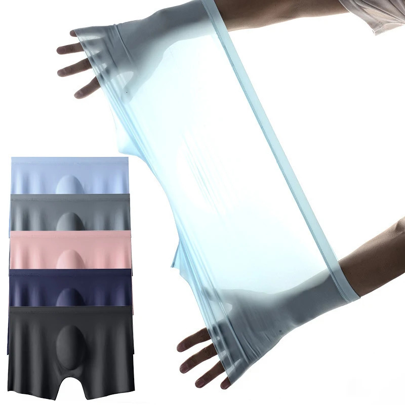 Mens Summer Ice Silk Boxers Briefs Underwear Lingerie Underpants Shorts Ultra-thin Breathable Sexy Seamless Panties 250614