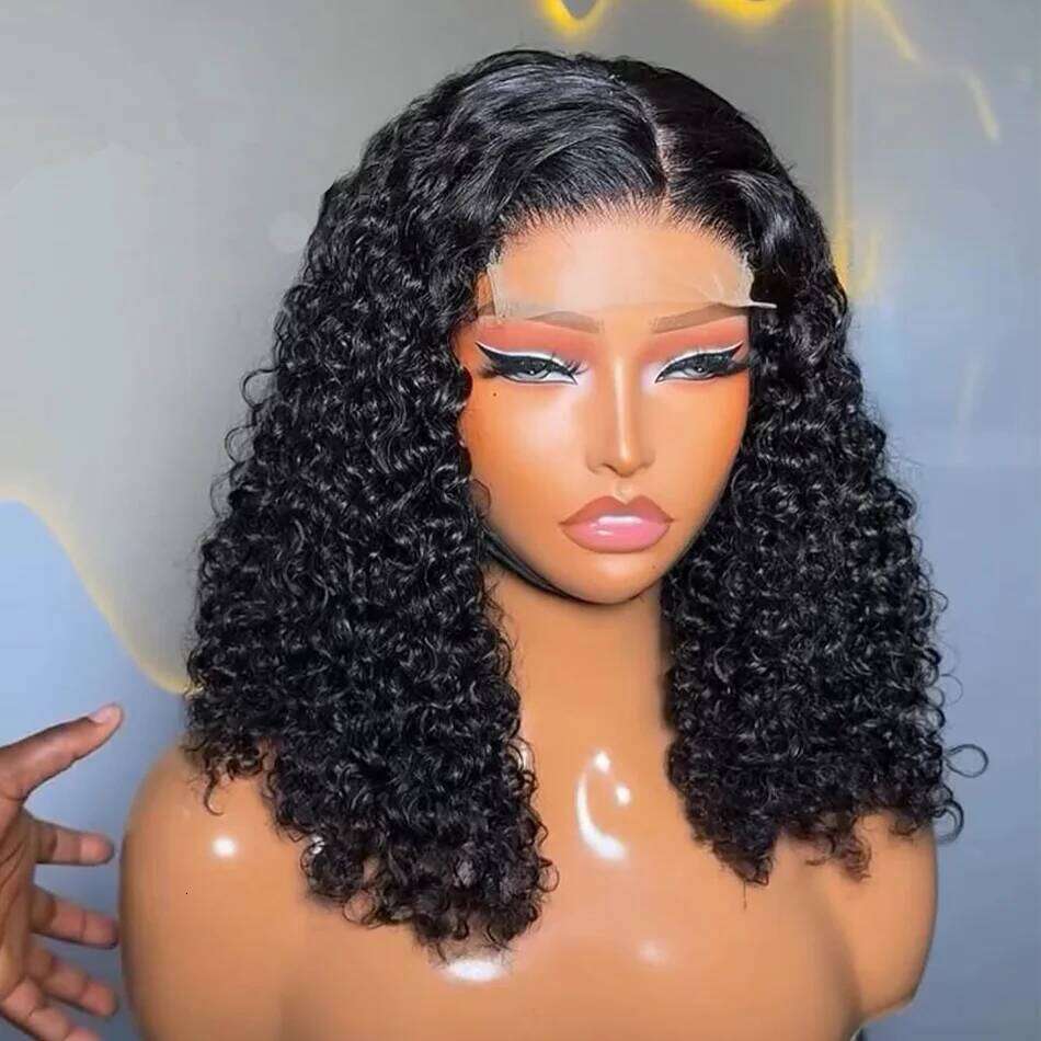 Brazilian Kinky Curly 4X4 Closure Short Bob 100% Human Hair For Women 13x4 Lace bob Virgin hair Jerry Curl Wig