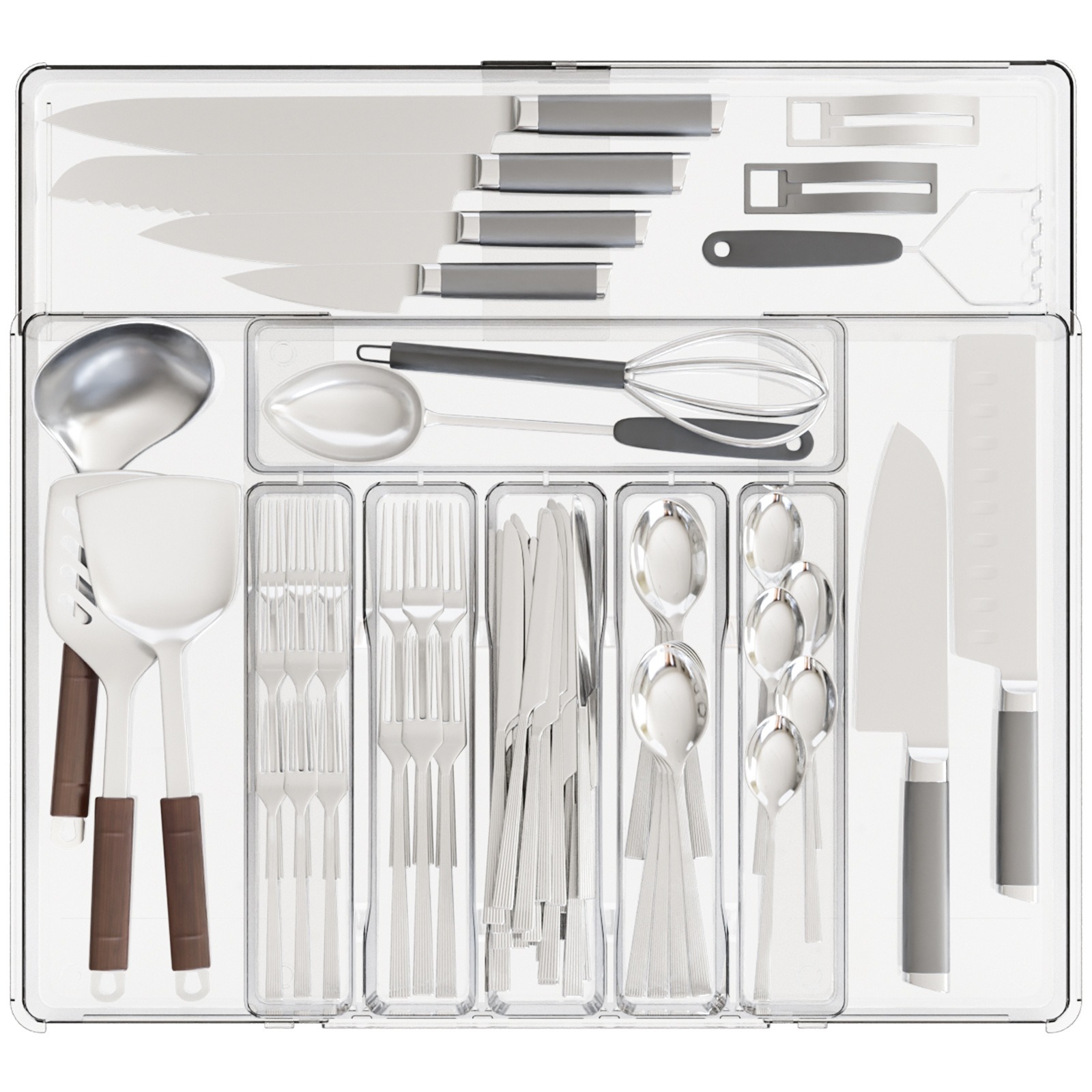 icedog Silverware Organizer for Kitchen Drawer Expandable Knives Spoons Cutlery Storage Solution Multipurpose Drawer Organizer (Fits Standard 12.6&quo