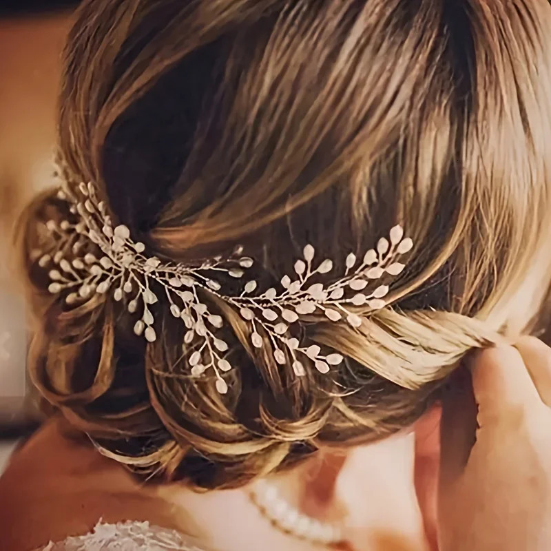 Silver Color Pearl Hair Comb Pin Band Headband Tiara For Women Bride Party Wedding Bridal Hair Accessories Jewelry Comb Band 250610