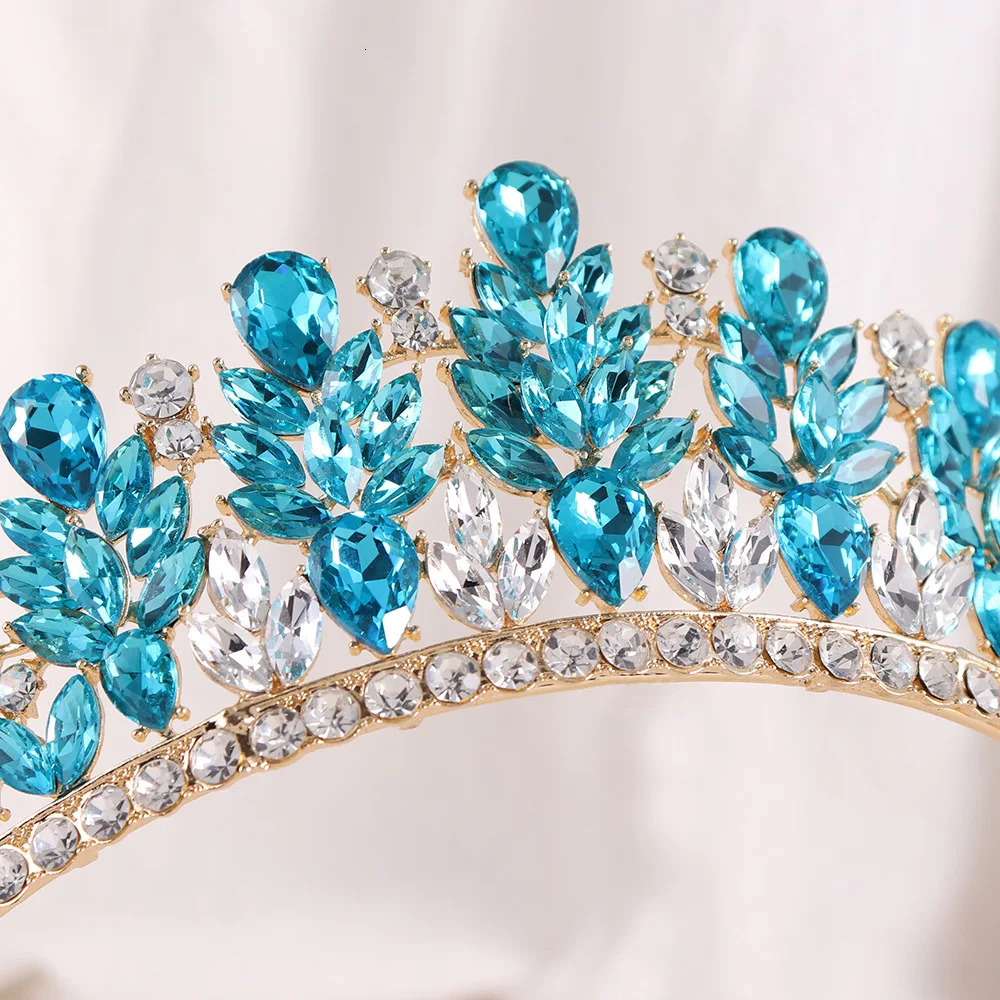 Baroque Green Opal Wedding Headband Crystal Bridal Crowns Tiaras Hair Jewelry Accessories Women Rhinestone Headwear Queen Diadem 250603