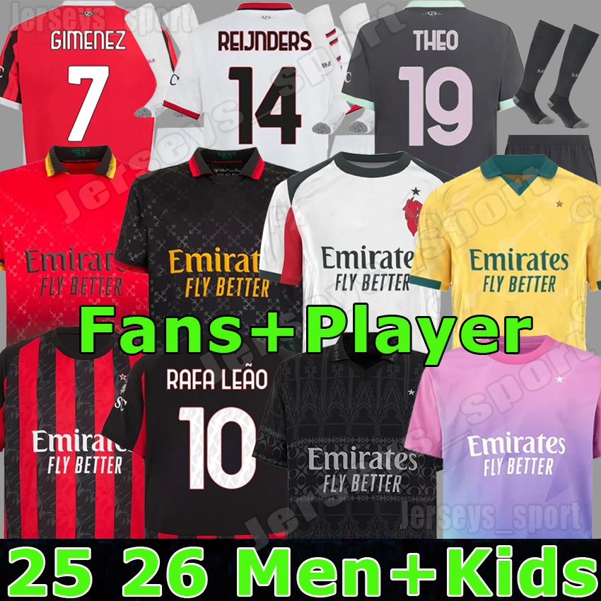 XXXL 4XL 23 24 25 26 GIMENEZ Soccer Jerey 125th RAFA LEAO PULISIC AC THEO 2025 2026 MILANES JOVIC goalkeeper CHUKWUEZE REIJNDERS FOFANA Football Shirt Men Kid Kit
