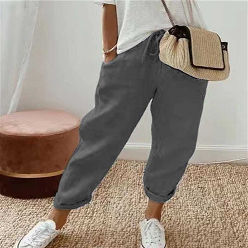 Solid Color Drstring Elastic Waist Women Pants Summer Plus Size Casual Wide Leg Pants Fe Loose Ele Oversize TrousersXJ250616