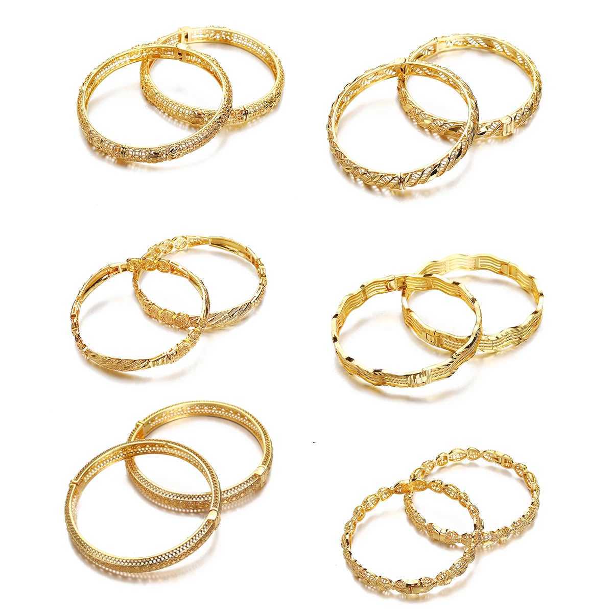 Luxury Design Gold Color Heart Pattern Cuff Unisex Wide Bangle Z250616