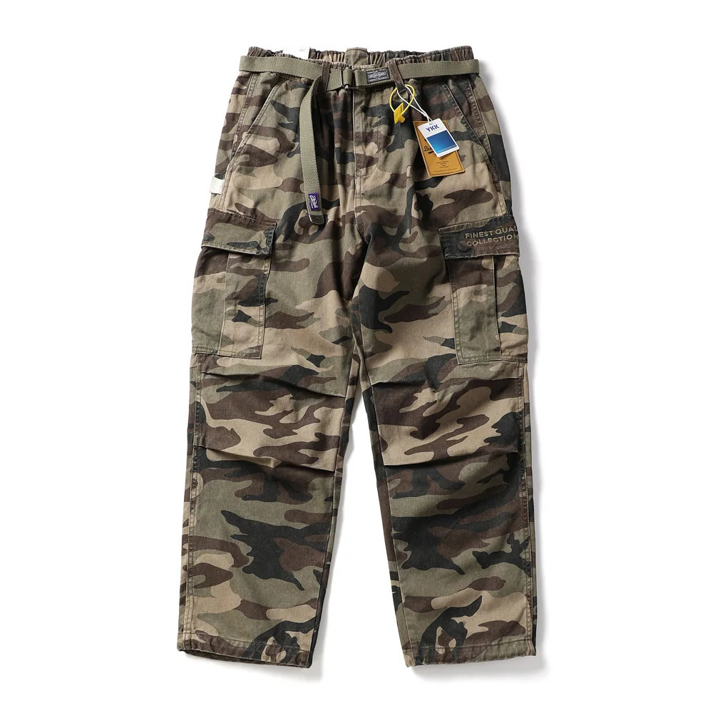 Men Top Quality Pure Cotton Camouflage Loose Casual Japanese Streetwear Fashion Wide Leg Track Cargo Pants Cityboy Baggy Trouser 250612