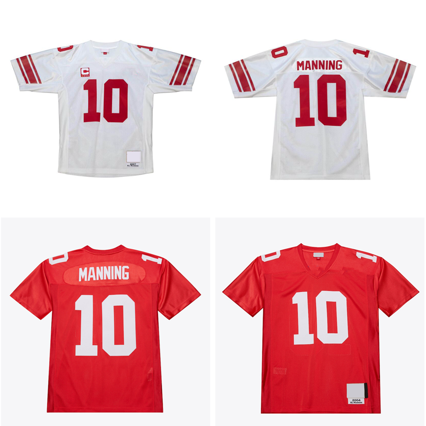 Football Jerseys 10 Eli Manning 56 Lawrence Taylor 2007 1986 mesh retro Rugby jerseys Men Women and Youth S-6XL