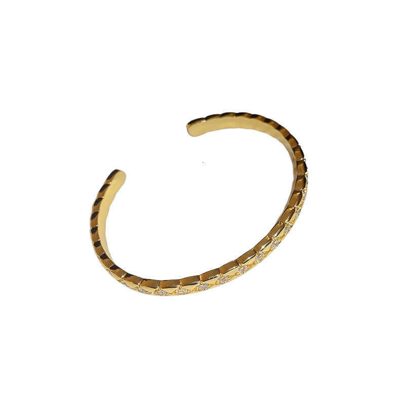 Luxury jewelry designer bracelet Real Gold Plated Zircon Rhombus Open High-end Sense Bracelet Light Personality New Style Women's Jewelry gift pa