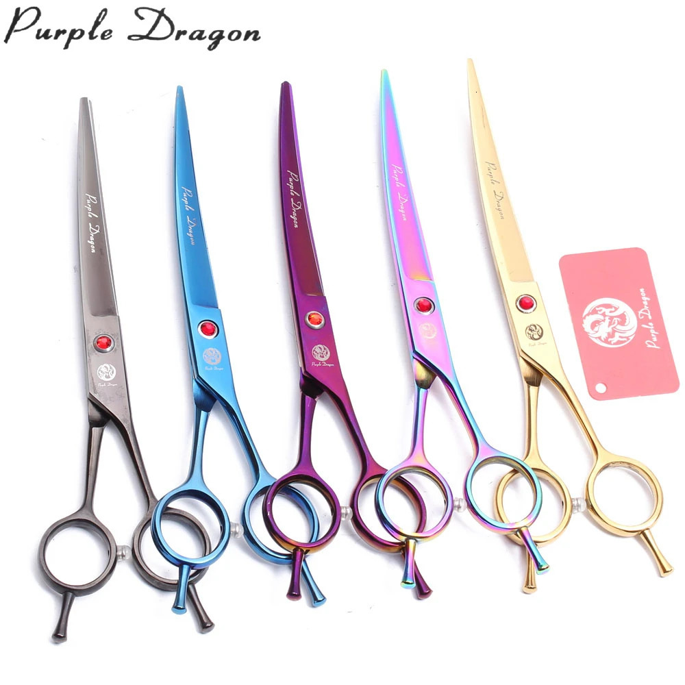 Pet Curved Scissors Purple Dragon 8 22.5cm JP Stainless Dogs Grooming Scissors Animal Up Down Curved Shears 4003# Pet Scissors 250611