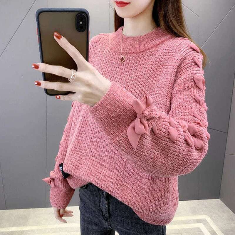 Purple Pullover Round O Neck Ladies Sweaters Knitted Top for Women In Promotion Korean Fashion Style Autumn Winter 2024 Clothes