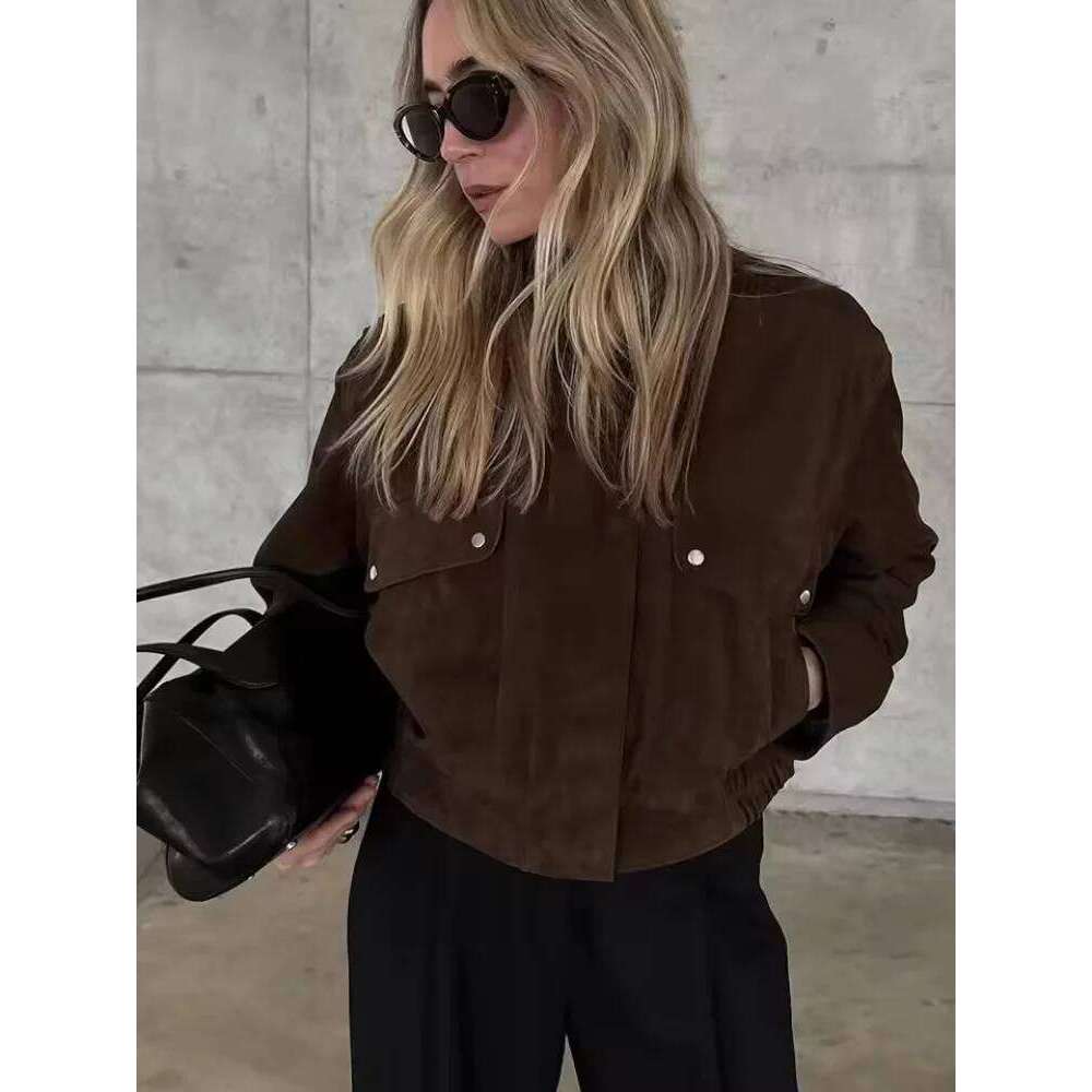 Causal Women Long Sleeves Zipper Coat Vintage Stand Collar Solid Elastic Waist Pockets Baggy Jacket Spring Autumn Lady Outwear