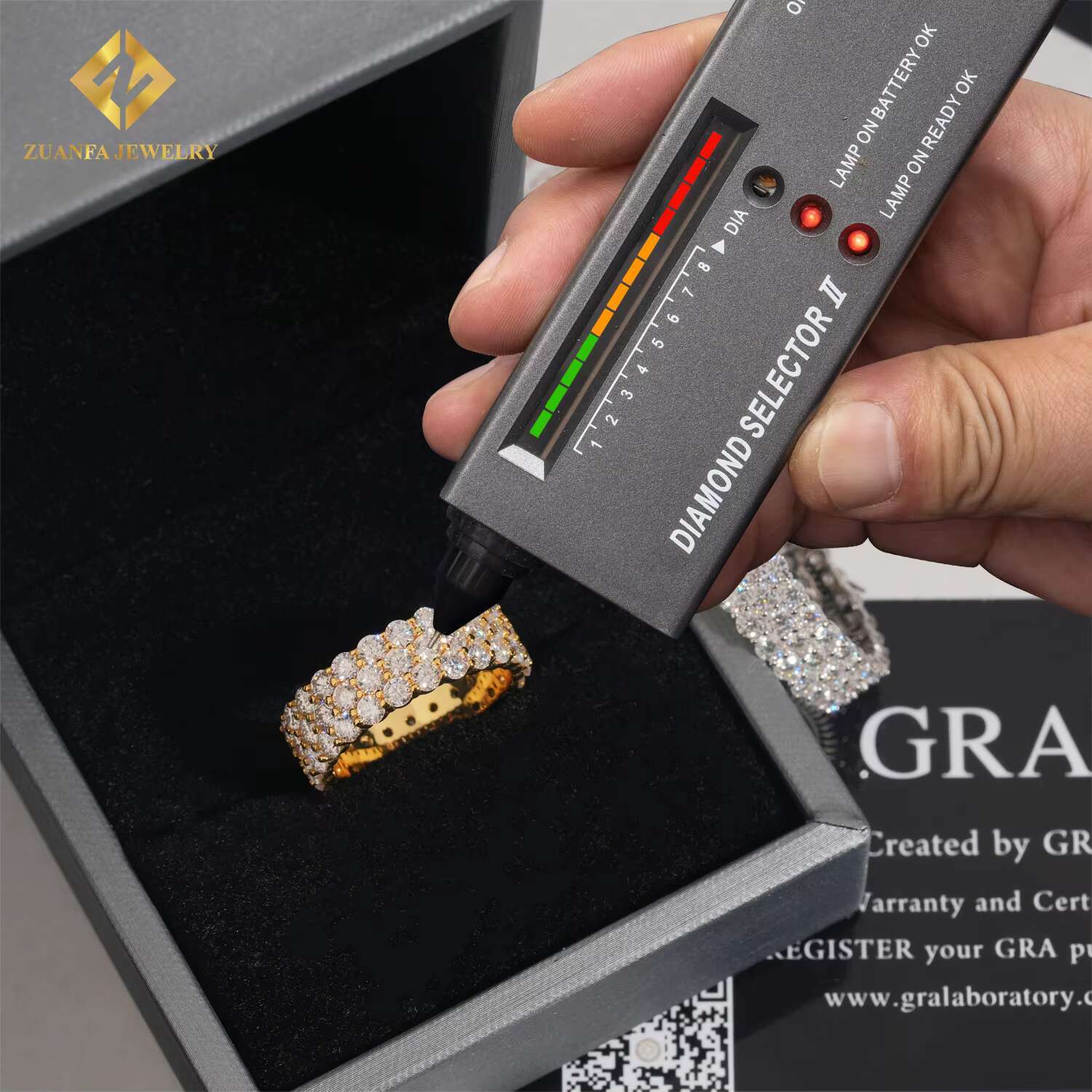 3 Rows Trendy Men Moissanite Diamond Ring Iced Out Hip Hop Hoop Ring