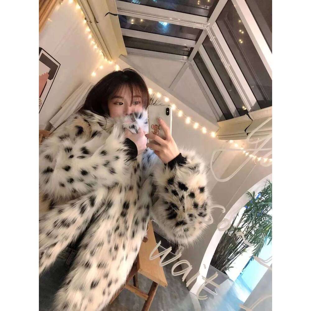 GetSpring Women Coat 2024 Autumn Winter Imitation Fox Jacket Fashion All Match Thickened Loose Short Faux Fur Overcoat