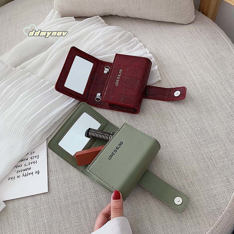 Mini Portable Crossbody Makeup Mirror Small Lipstick Powder Storage Cosmetic Bag ddmynov ddmynov ddmynov