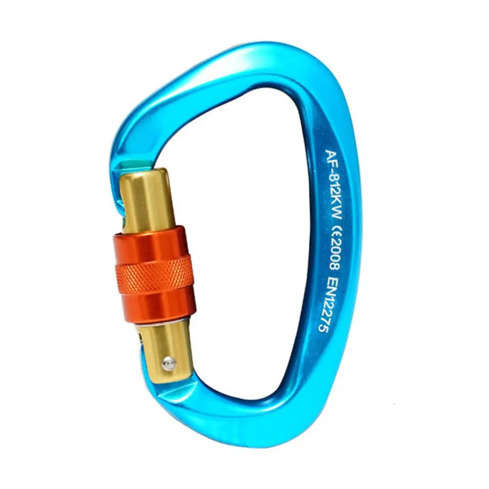Climbing Carabiner Screw Gate Locking Heavy Duty 812KW 25KN Aviation Aluminum Dshaped Ring Outdoor Hiking Snap Hook Clip 250611