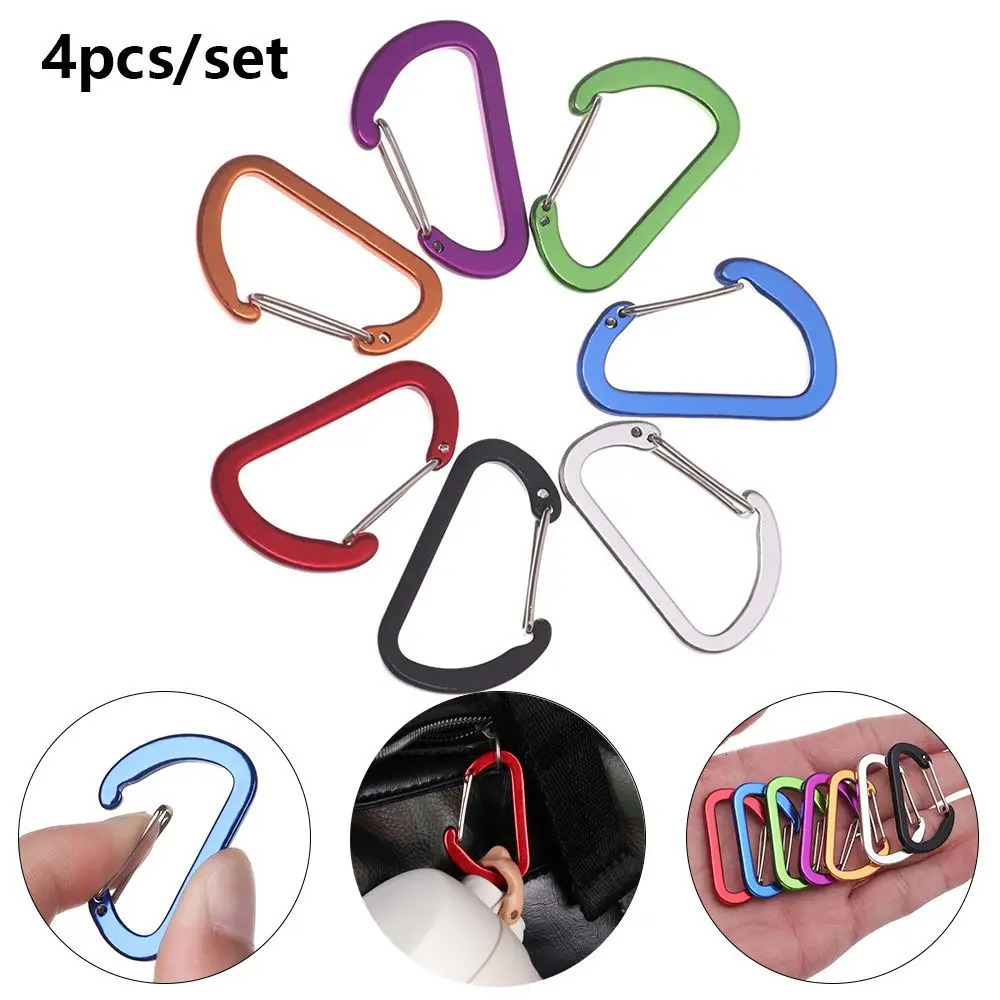 4pcs High quality Lock Buckle Hook Fishing Tool Climbing Snap Clip Carabiner DRing Keychain Outdoor Camping Keyring 250611