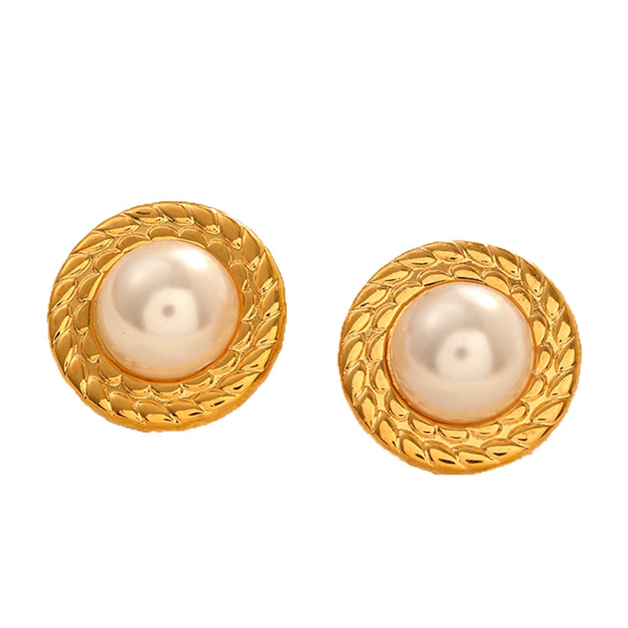 Fashion Light Style Personality Temperament Pearl Round Earrings for Women High-end Titanium Steel Non-fading Ear Jewelry