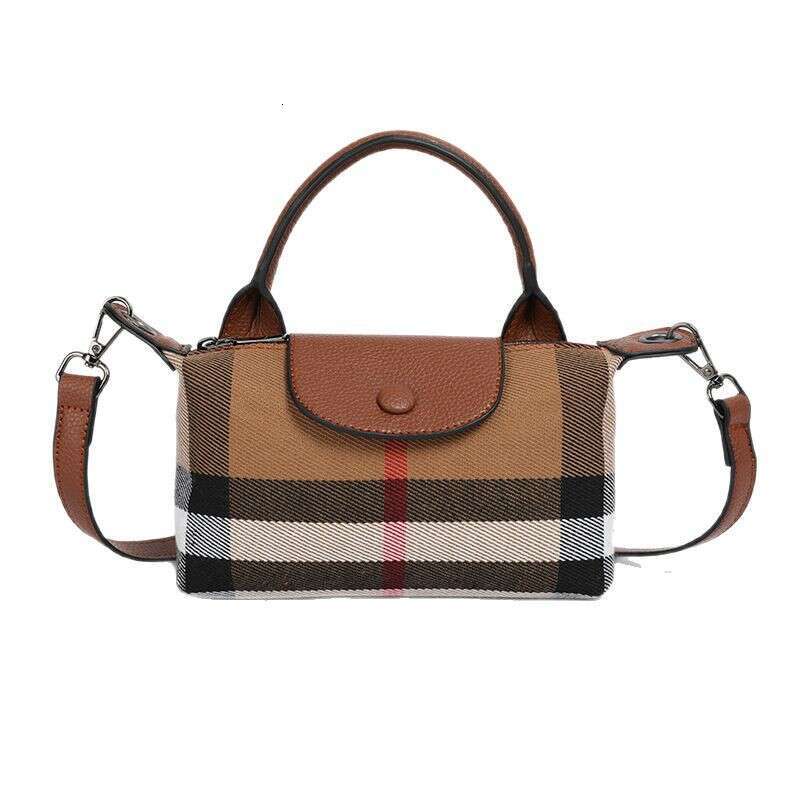 Free shipping designer bag Luxury New Canvas Plaid Genuine Leather Handbag Shoulder Crossbody High end Fashion Dumpling Bag for Women Handbags tote pu