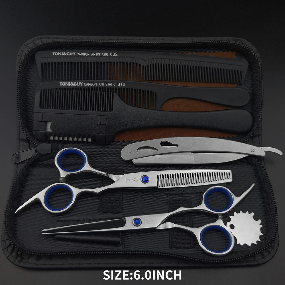 Professional Hairdressing Haircut Scissors 6 Inch 440C Barber Shop Hairdressers Cutting Thinning Tools High Quality Salon Set 250611