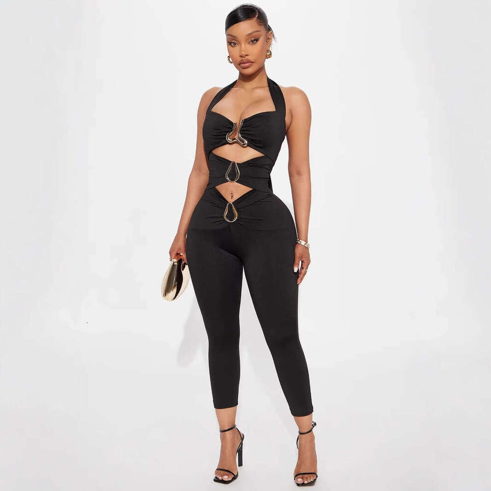Summer New Fashion Sexy Slim Fit Solid Color Jumpsuit For Women B5