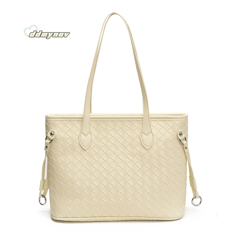 Minimalist Elegant Woven Pattern Tote for Women 2025 Summer New Large Capacity Office Commute Shoulder Underarm Bag ddmynov ddmynov