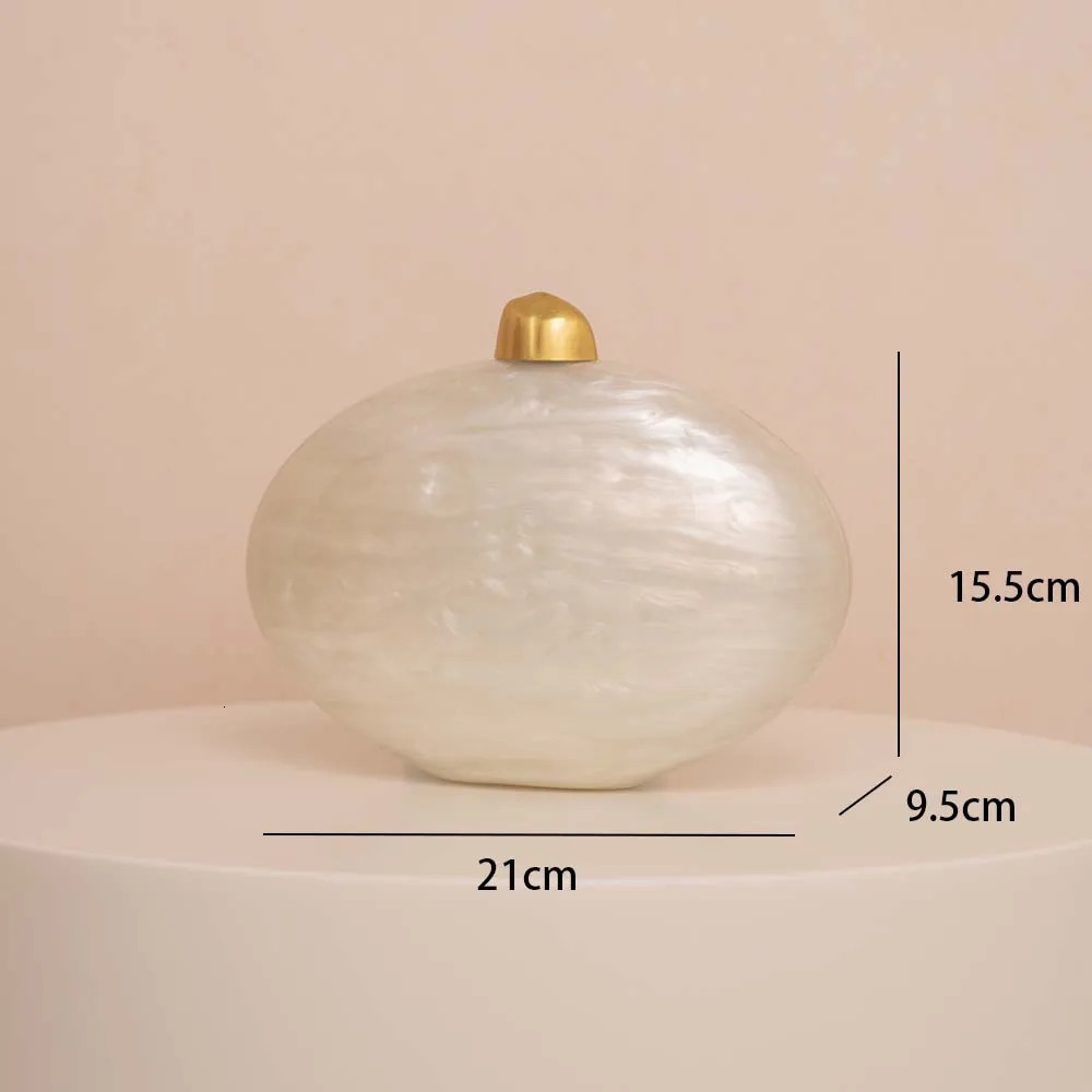 Pearl Brown Green Oval Female Acrylic Egg Shape Clutch Bag Women Designer Evening Party Cute Purse Shell Handbag 250614