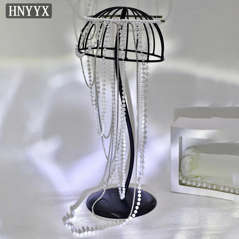 HNYYX Fashion Pearls Long Chain Headband Elegant Rhinestone Tassel Headwear Headpiece Wedding Hair Accessories A09 250610