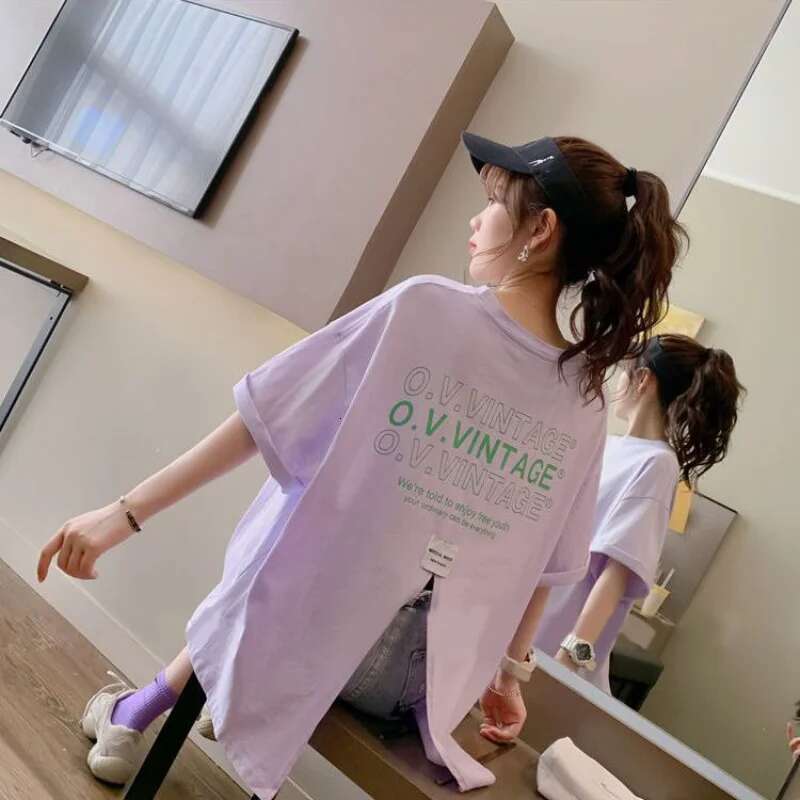 Short Sleeve Letter T Shirts Female Sexy Top for Women Loose Summer Y2k Kpop Tees 90s Goth Graphic Clothes Cool Sale O Pulovers