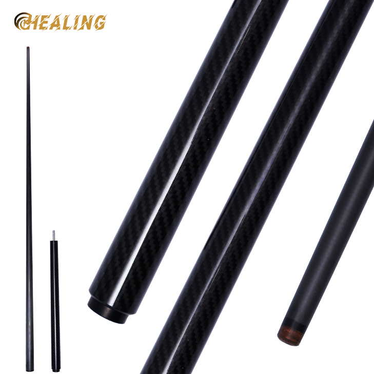 OKHEALING 3/4 Pool Cue 10.5mm Tip Billiard Cue Radial Pin or 3/8-8 Joint Black Technology Carbon Fiber Shaft Butt Length 145cm/57in 18~20oz Weight Adj