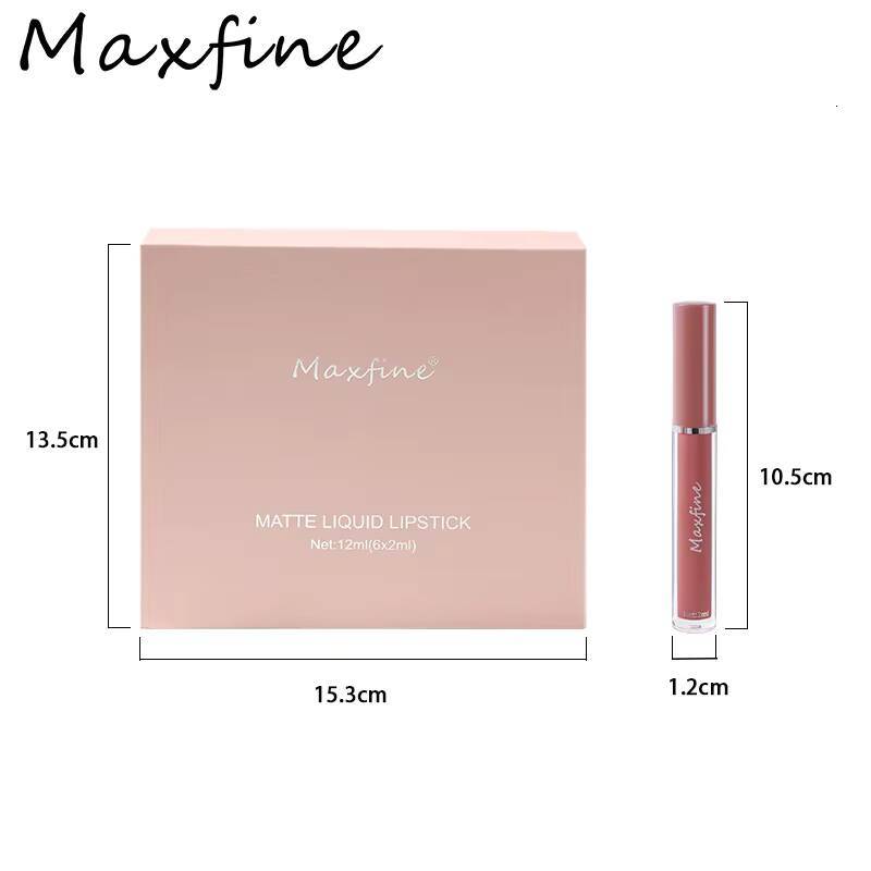 MAXFINE 6 pieces/set matte liquid lipstick set, fading non stick to cup gloss, waterproof and long-lasting lip gloss happy