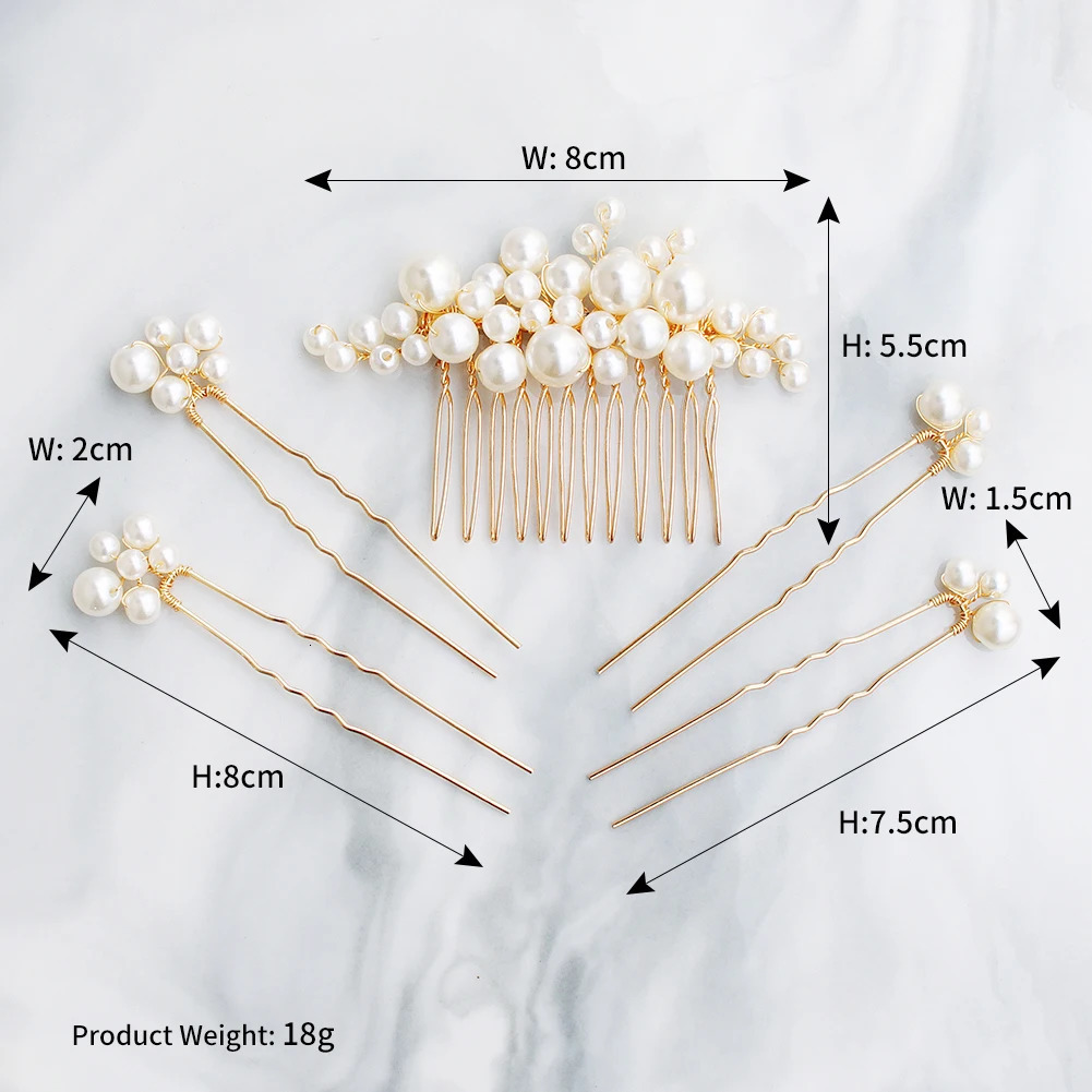 5PK Fashion Pearl Hair Comb and Hair Pin Set Bridal Wedding Headpieces Ladies Updo Jewellery Hair Accessories 250610