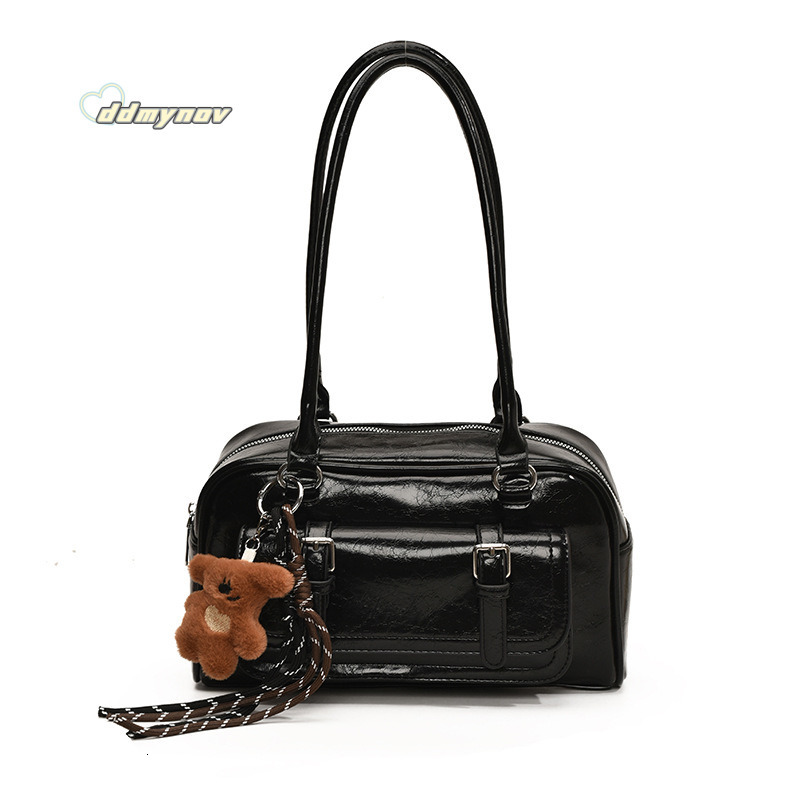 2024 Winter New Korean Style Trendy Travel Single Shoulder Women's Handbag Fashion Casual Boston Underarm Bag ddmynov ddmynov ddmynov ddmynov
