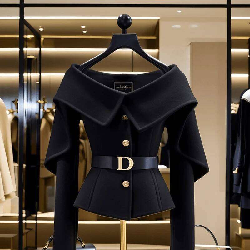 Fashion New For Women Black Long Sleeve Jacket 2024 Spring Autumn Elegant Slim Cardigan Single Breasted Coat Female Tops