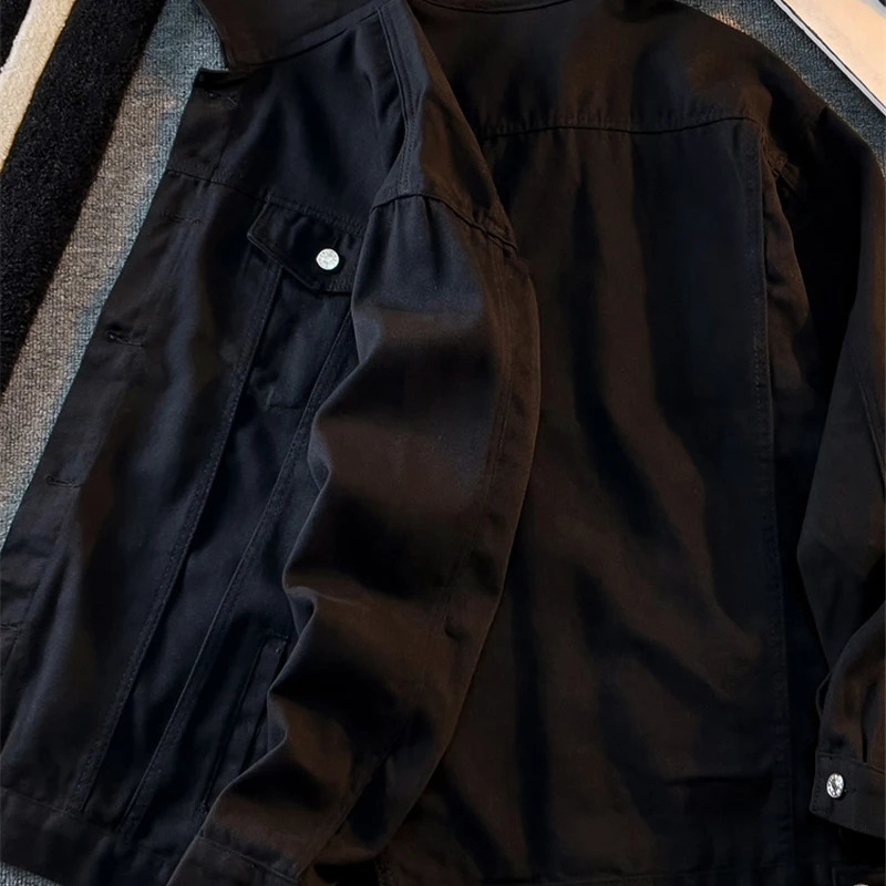 Men Trend Clothing Spring Autumn American Retro High Street Denim Jackets Casual Loose Versatile Workwear Coat yy250530