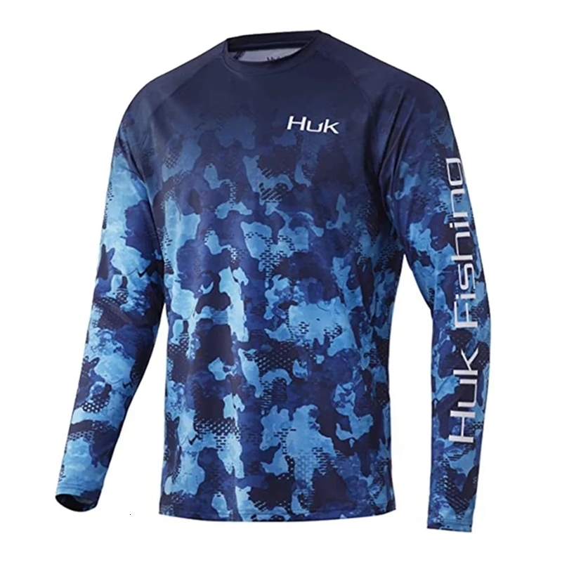HUK Fishing Shirt Long Sleeve UV Protection Men Outdoor Summer Fishing Clothing Performance Jersey Mens Fishing Apparel UPF 50 250603
