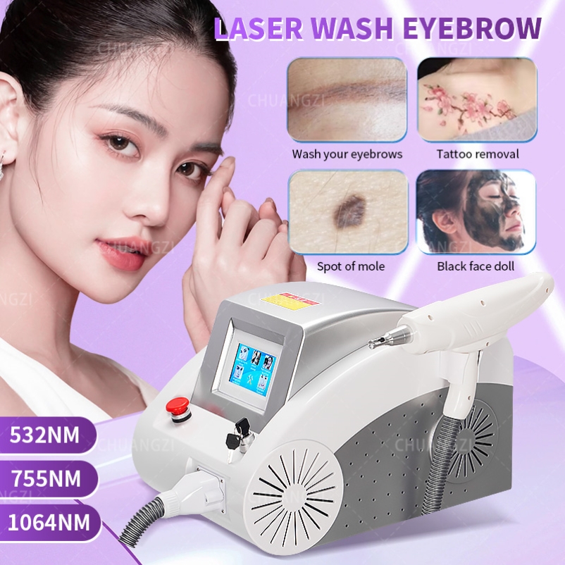 Brand New 755nm 522nm 1064nm Eyebrow Removal Machine Nd-Yag Laser For Spot Removal, Tattoo Removal and Black Face Doll Salon