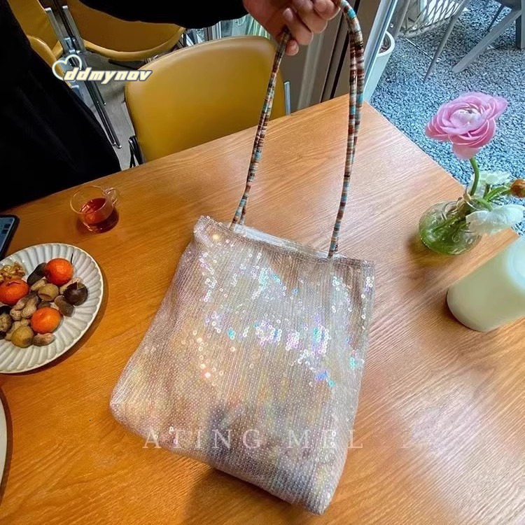 Niche Design Gradient Mermaid Sequin Women's Handbag Tote Shoulder Trendy Socialite Elegant High-Quality Party Bag ddmynov