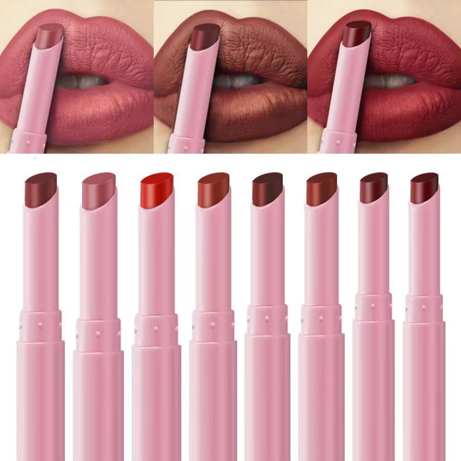 15 Color Cigarette Velvet Matte Waterproof Lipstick Long-lasting Gloss Makeup Red Brown Pink Liner Pen Lip Tint happy