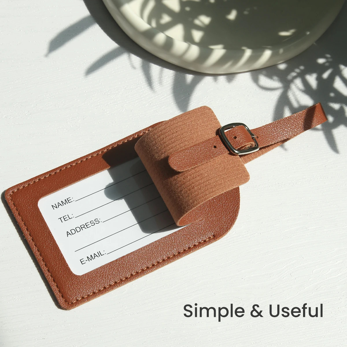 Faux Leather Luggage Tags for Men Women Suitcase Labels Baggage Tote Bag Tag ID with Full Back Privacy Cover Travel 250616