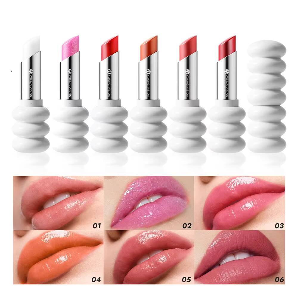 Spiral Moisturizing Colored Balm Shimmer Pink Temperature Change Glossy Lipstick Base Transparent Anti-dryness Lip Care happy