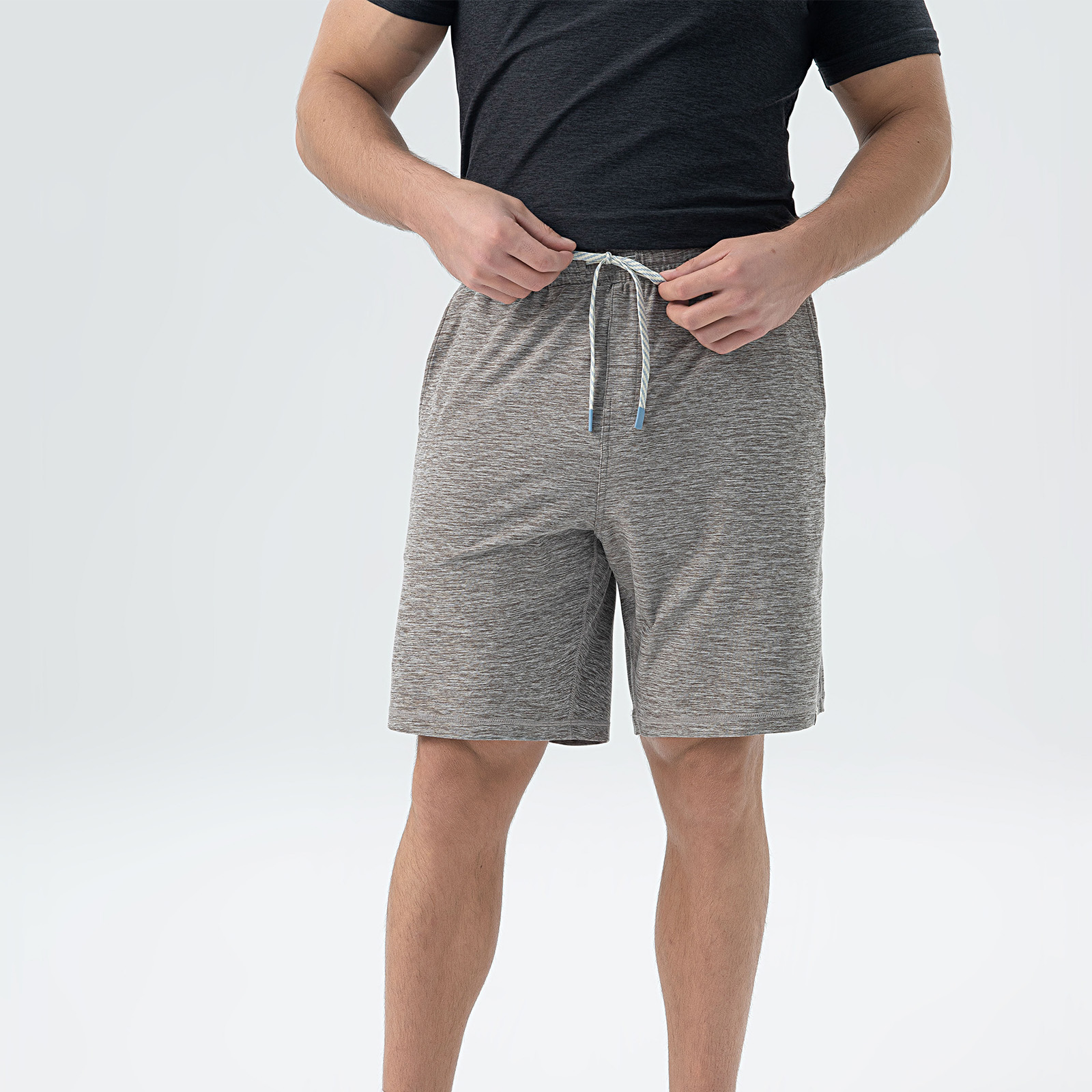 Men's Mid-Length Pants in Heather Grey Linen Blend - Casual Cool for Warm-Weather Style