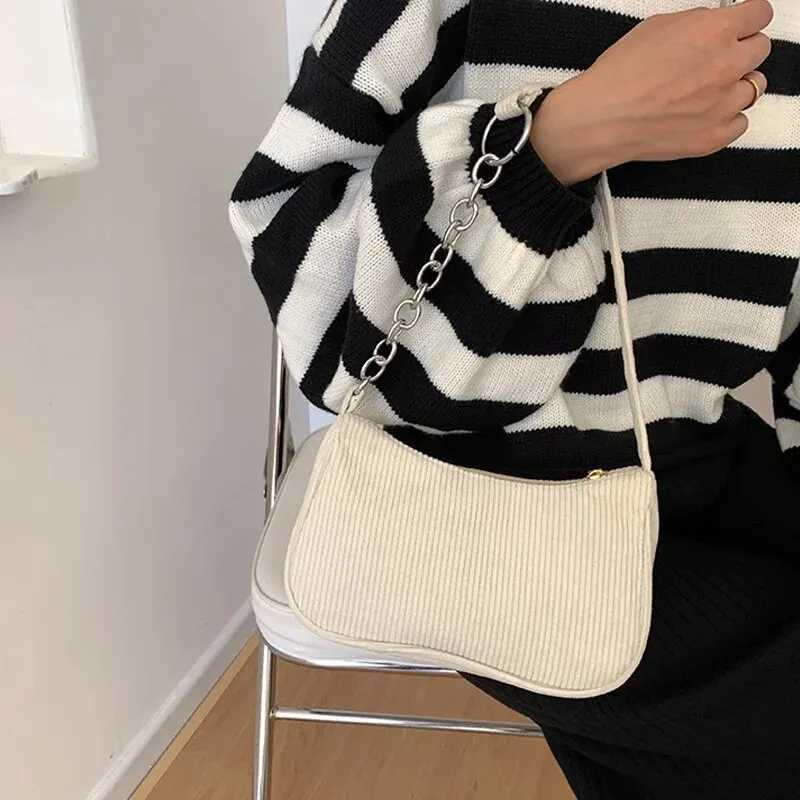 Fashion Vintage Women Handbags Corduroy Underarm Bag Casual Women Shoulder Bags Solid Color Zipper Female HandbagXJ2520616