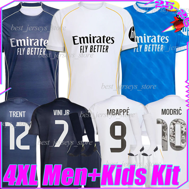 5XL 2025/26 MBAPPE BELLINGHAM soccer jerseys RODRYGO VALVERDE ENDRICK ENDRICK ARDA GULER MODRIC TCHOUAMENI TRENT men kids kit socks set football shirts
