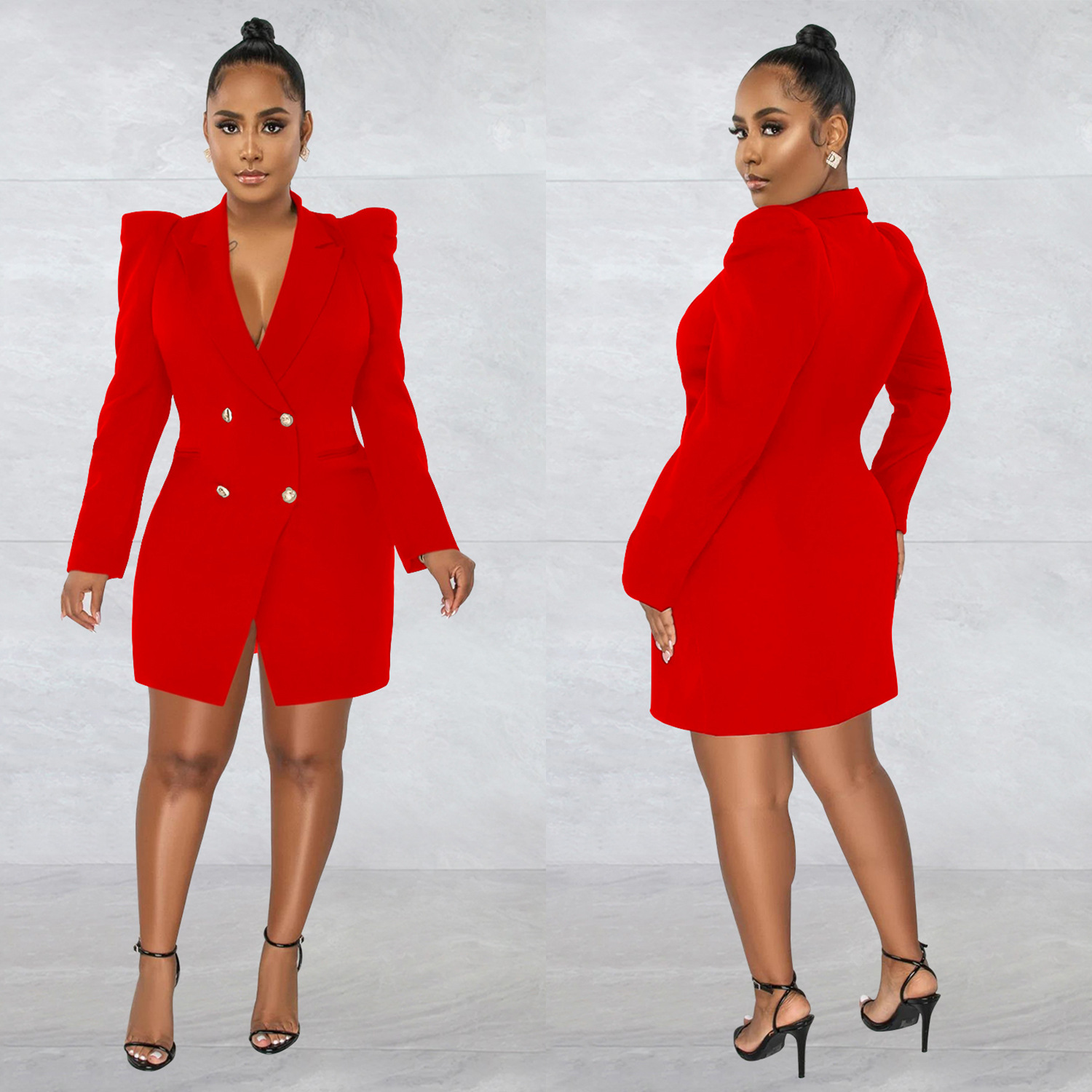 Plus Size Women Jacket Dress Formal Office Lady Candy Color Blazer For Photograph Prom Wear Wedding Outfits