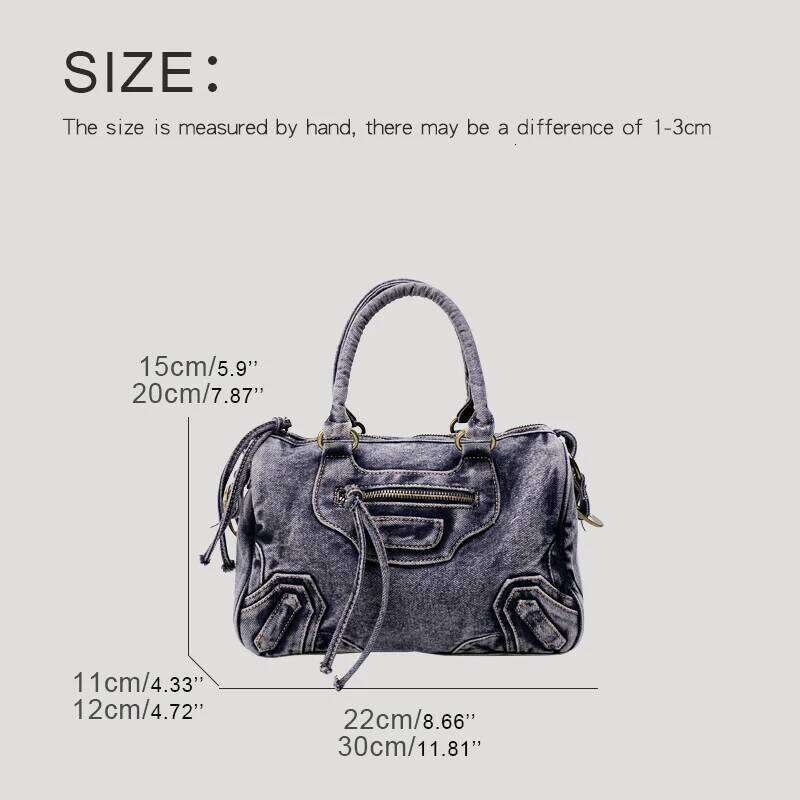 Women's Bags Designer Moto & Biker Denim Pillow Bags For Women Designer Handbag Purses New In Splicing Washing Process Top Handle Shoulder