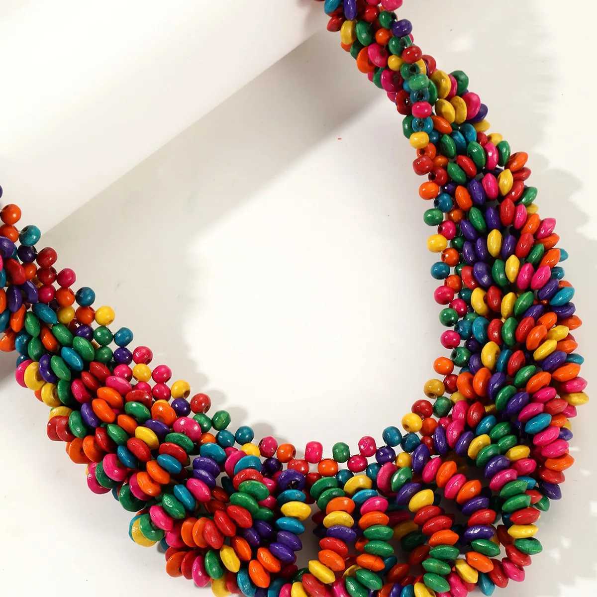 New Arrival New Arrived Trendy African Style Bohemian Colored Wooden Beads Handmade Beaded Necklaces For Women Summer Party Jewelry V250616