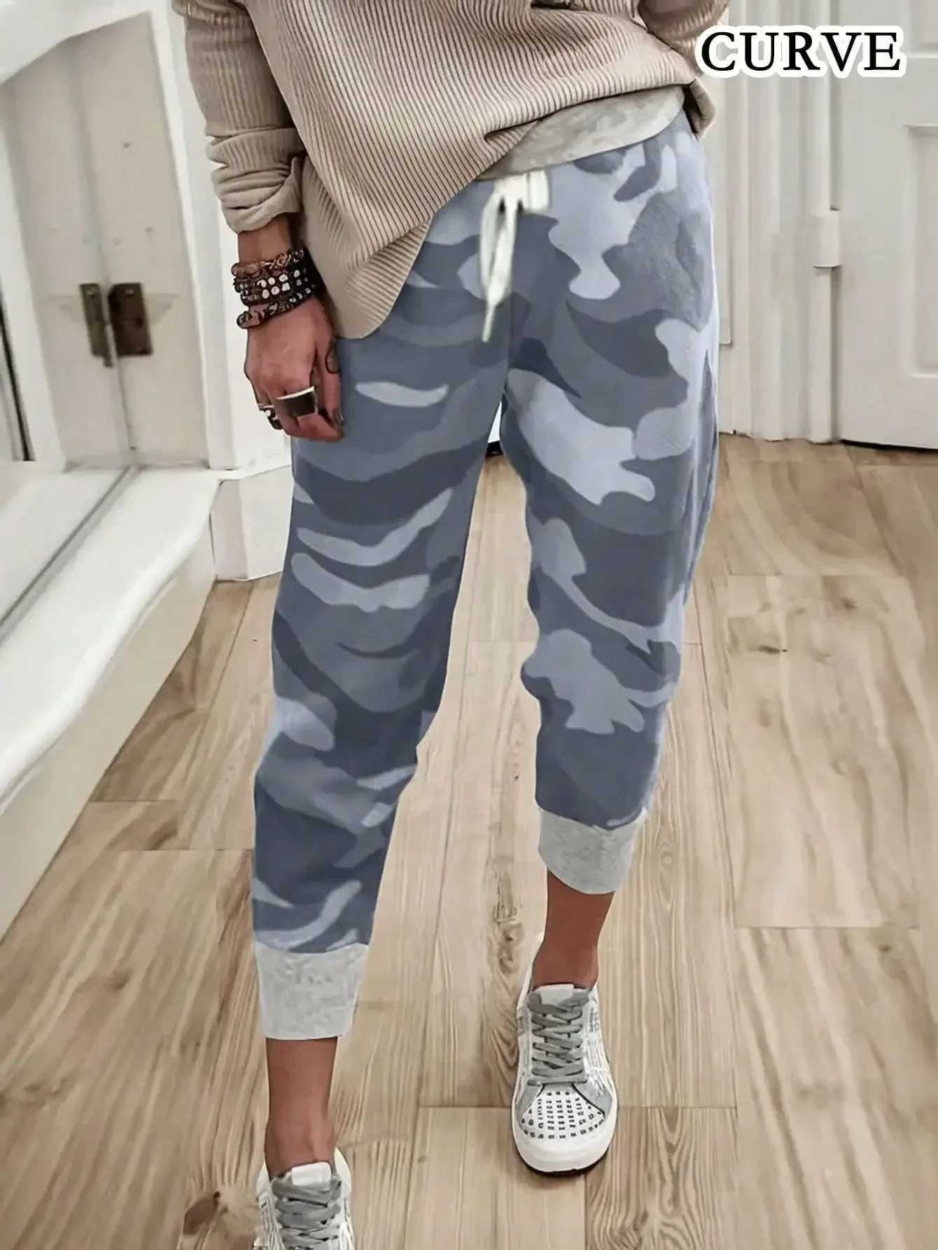 Womens Fashion Plus Size 1XL-5XL Camouflage Print Jogger Comfortable Loose Pants Ladies Casual Drstring Athletic PantsXJ250616